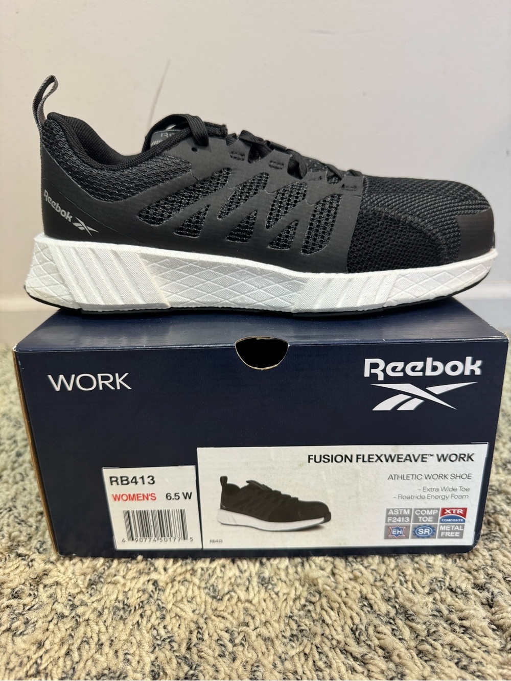 Reebok Women’s Black and White Athletic Work Shoe